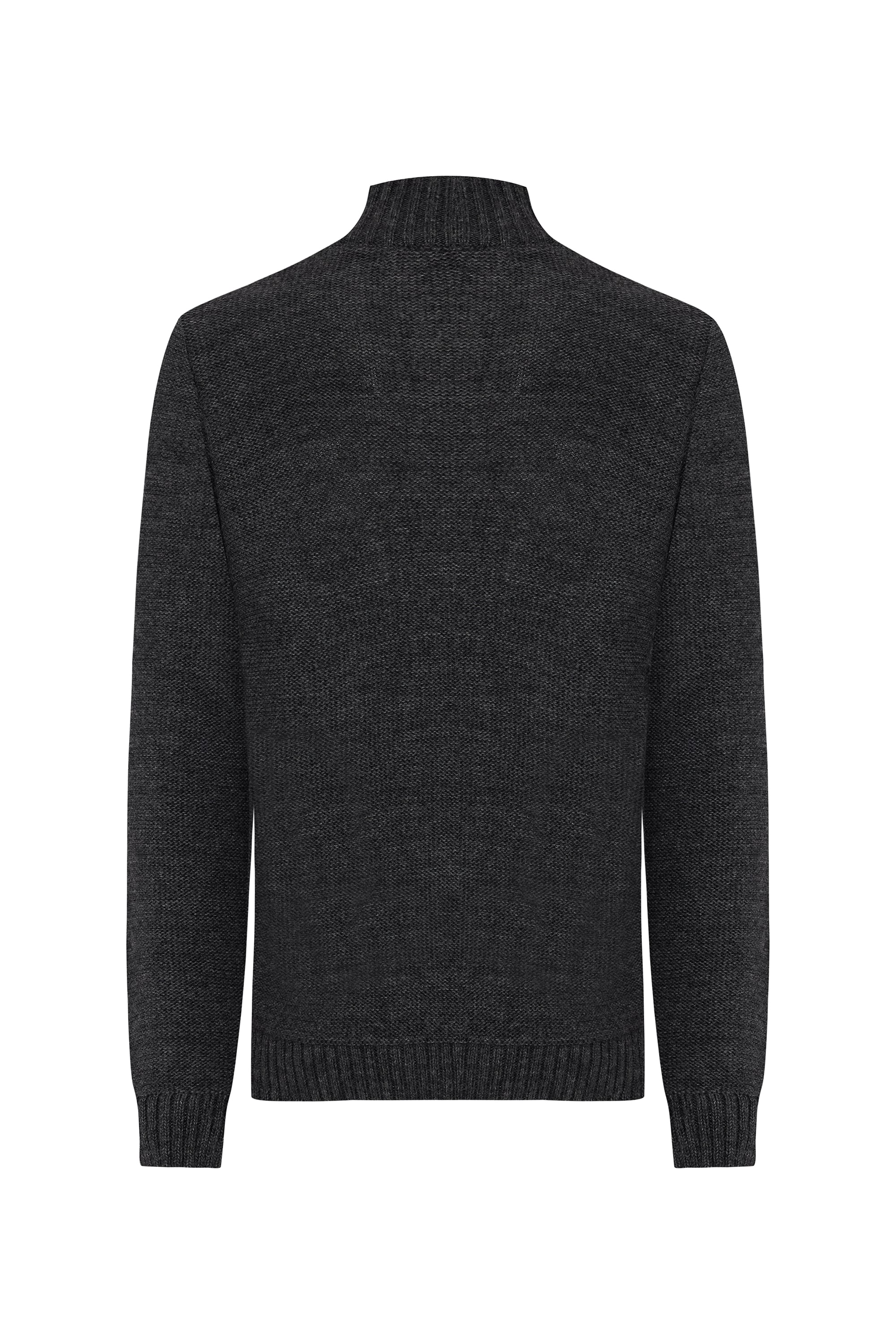 ÖRGÜLÜ DİK YAKA YÜN KARIŞIMLI KAZAK