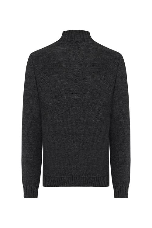  ÖRGÜLÜ DİK YAKA YÜN KARIŞIMLI KAZAK