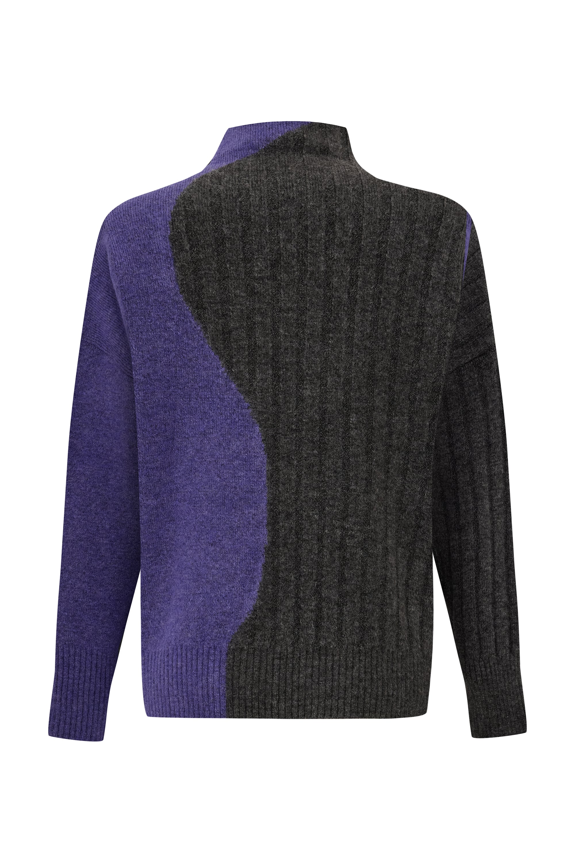 RENK BLOKLU TRİKO DİK YAKA KAZAK