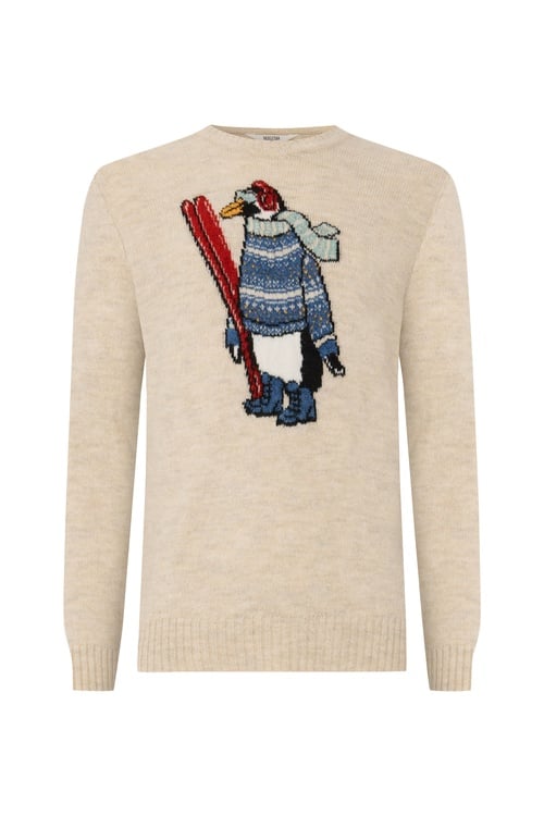 JAKARLI DESENLİ BİSİKLET YAKA KAZAK