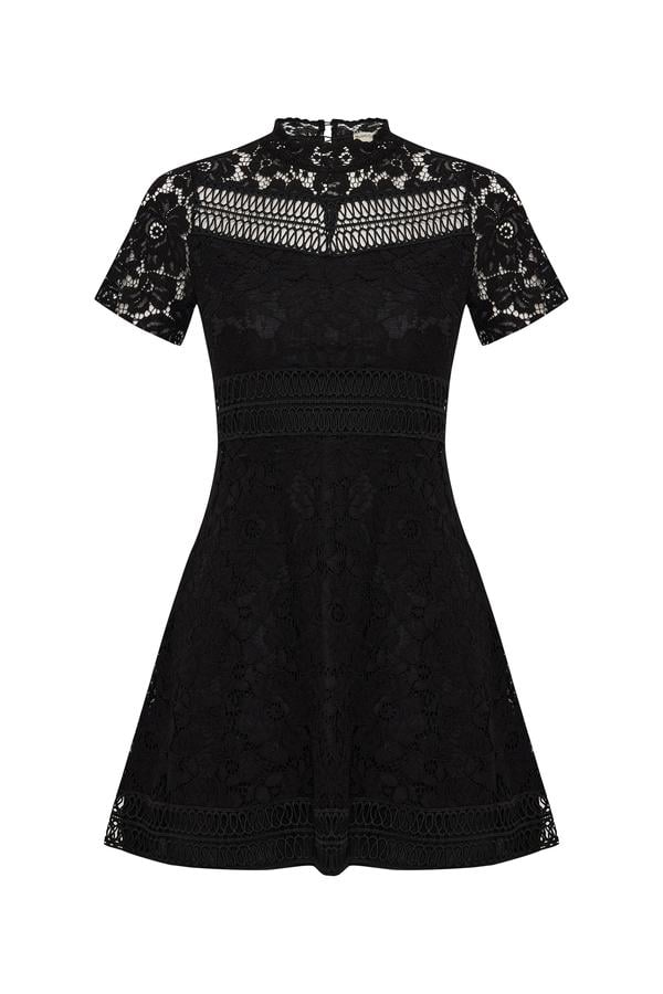 DANTELLİ A FORM MİNİ ELBİSE