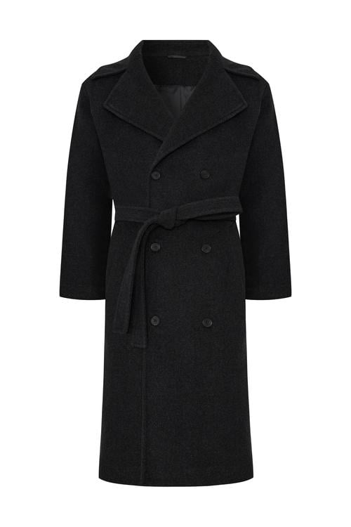 KRUVAZE DÜĞMELİ KUŞAKLI KAŞE KABAN