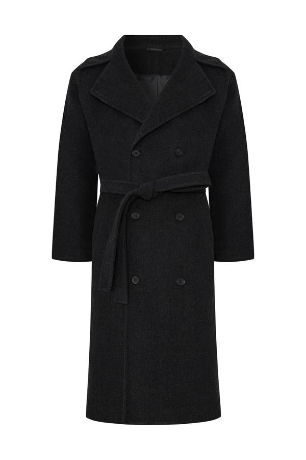 KRUVAZE DÜĞMELİ KUŞAKLI KAŞE KABAN