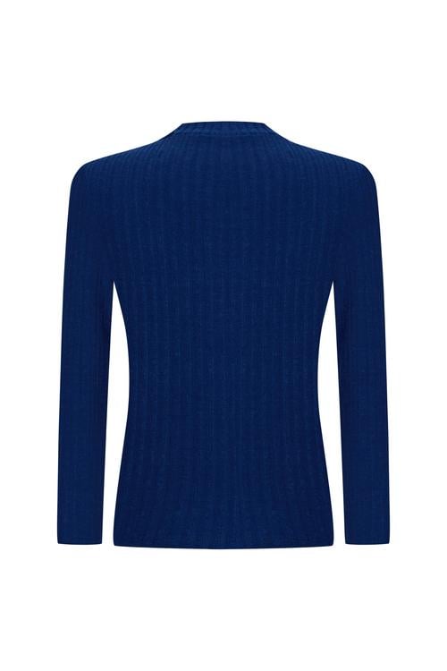 FİTİLLİ DİK YAKA UZUN KOLLU T-SHIRT