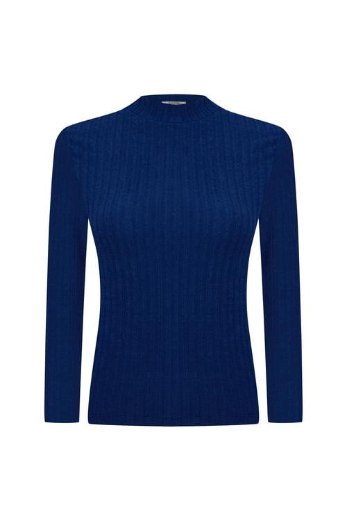 FİTİLLİ DİK YAKA UZUN KOLLU T-SHIRT