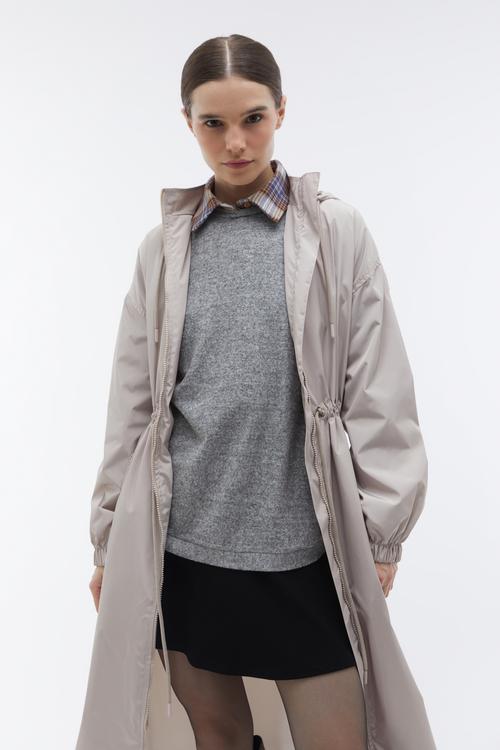  BELİ BAĞLAMALI KAPÜŞONLU UZUN YAĞMURLUK