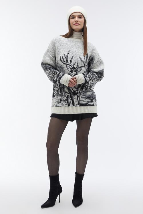  JAKARLI DESENLİ LOOSE FIT KAZAK