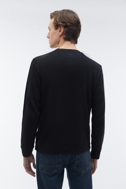  HENLEY YAKA UZUN KOLLU T-SHIRT