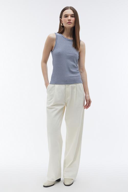  BİSİKLET YAKA ÇİZGİLİ KOLSUZ BLUZ