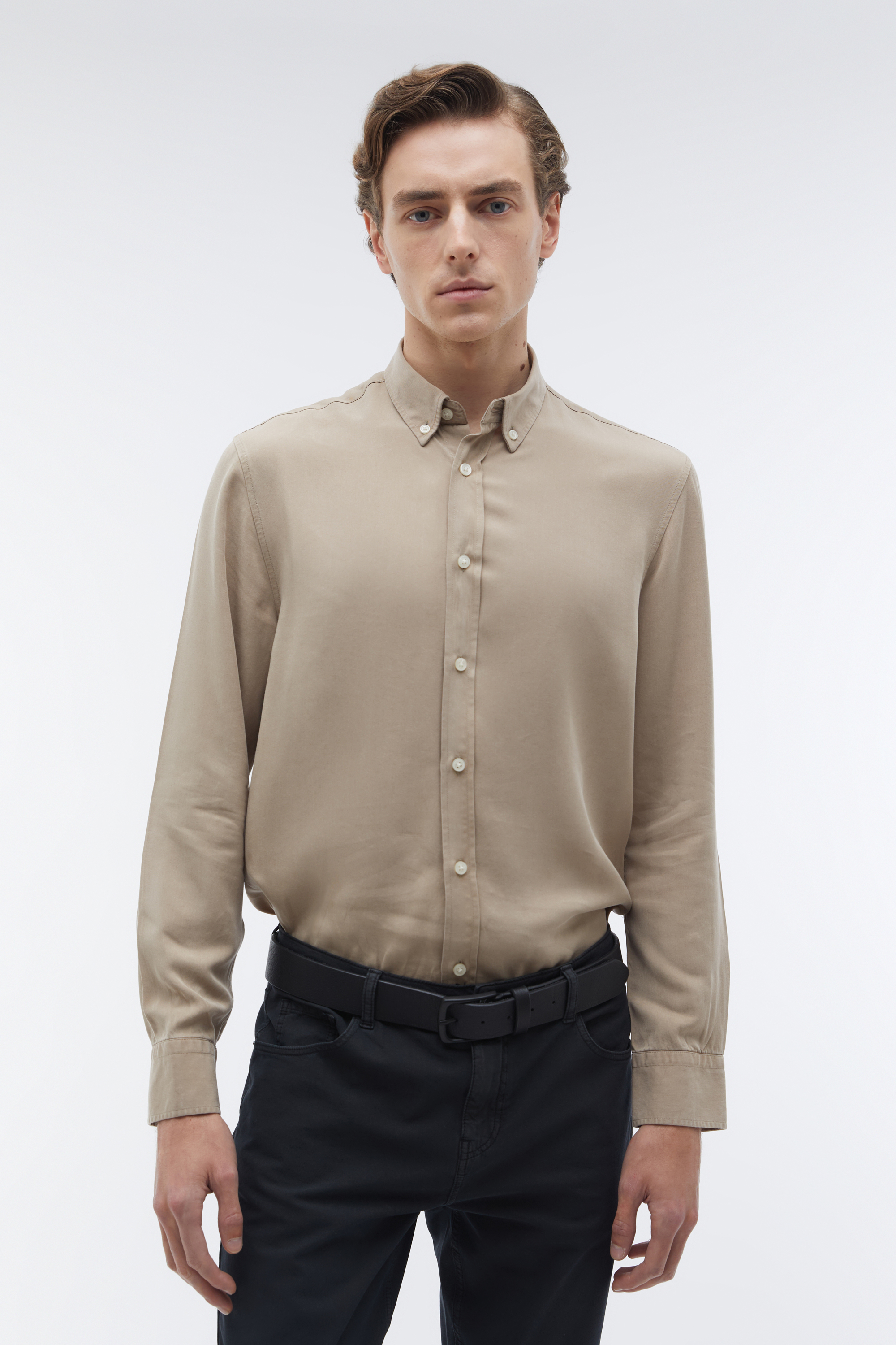 REGULAR FIT LİYOSEL UZUN KOLLU GÖMLEK