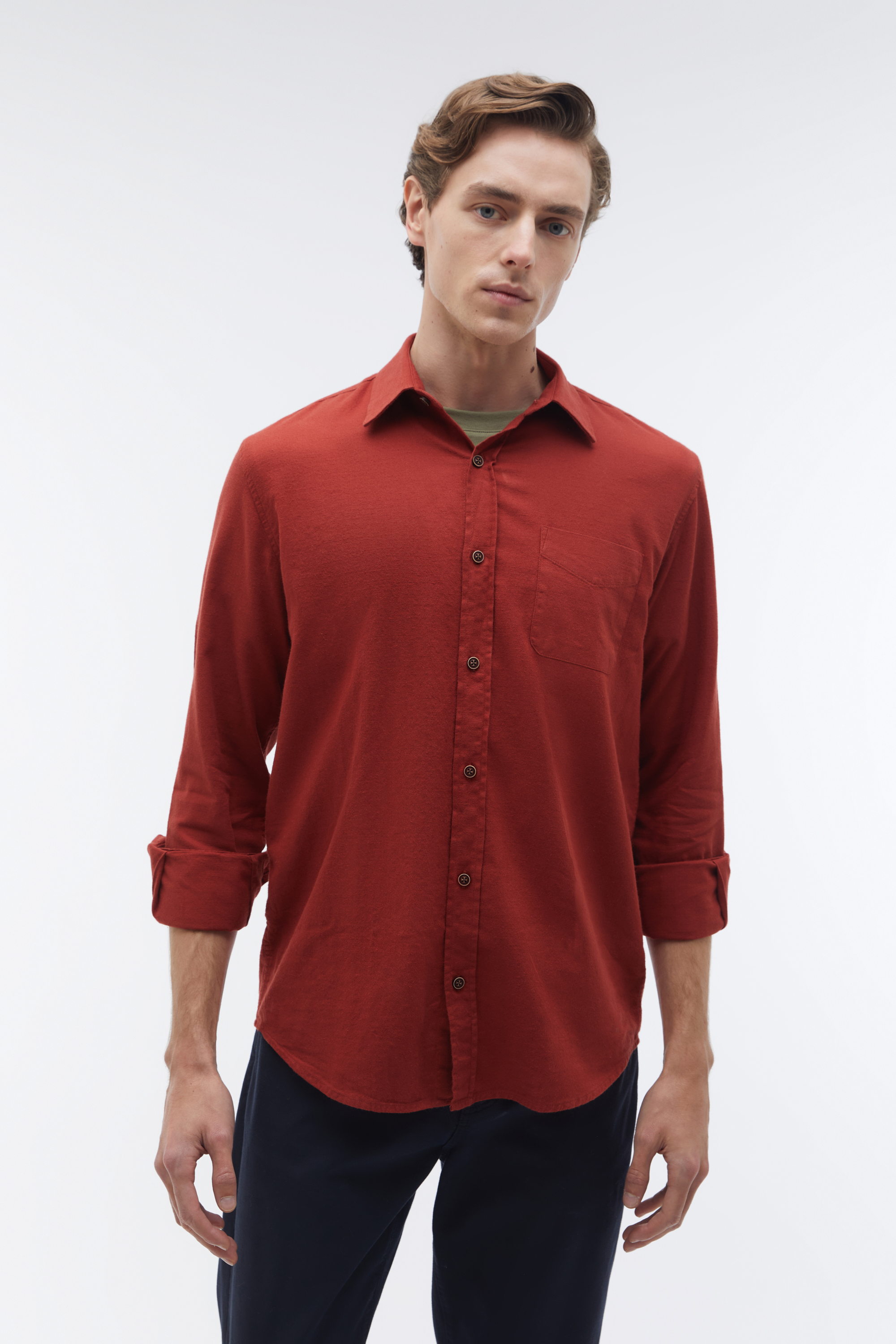 REGULAR FIT TEK CEPLİ UZUN KOLLU GÖMLEK