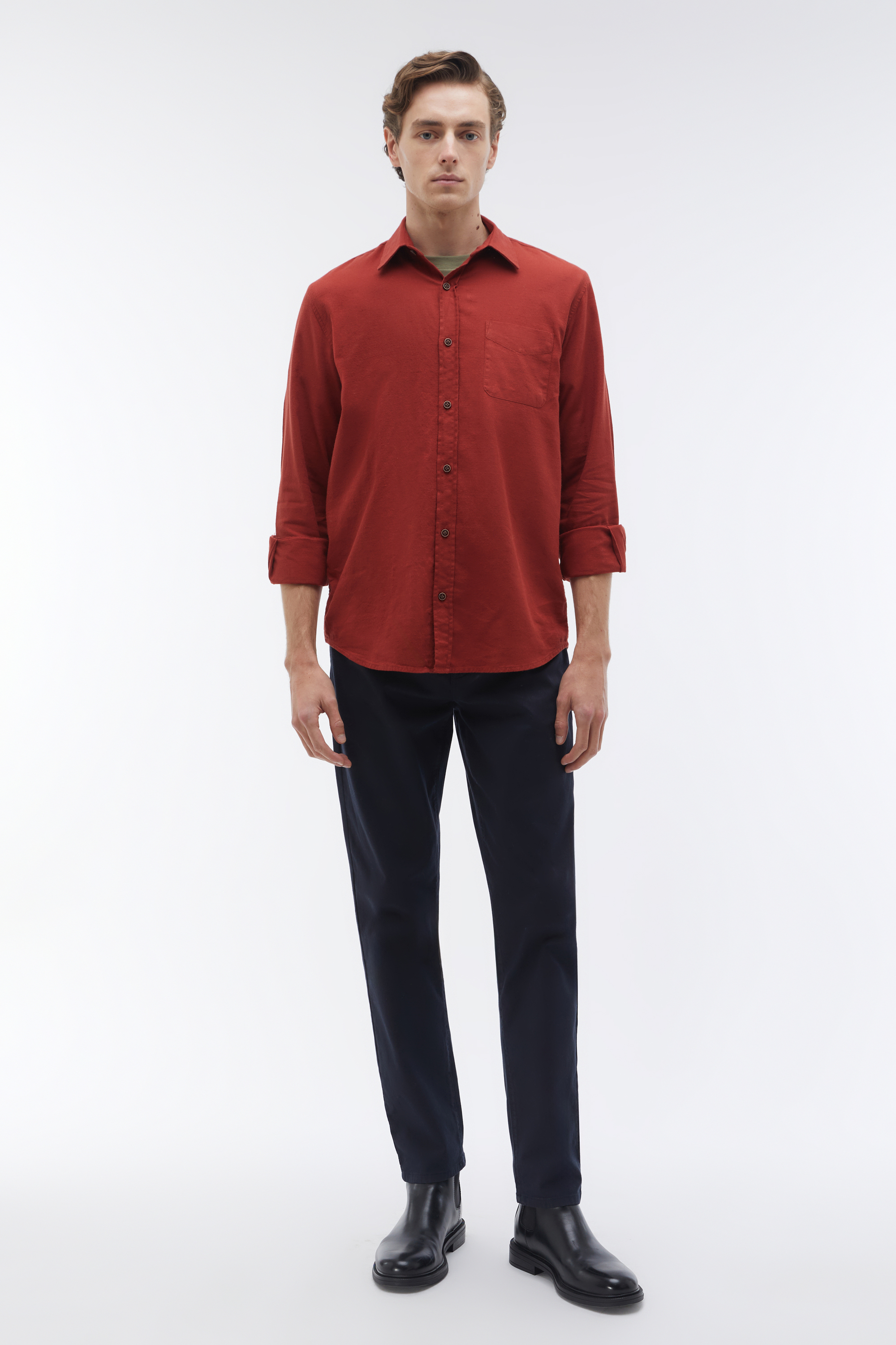 REGULAR FIT TEK CEPLİ UZUN KOLLU GÖMLEK