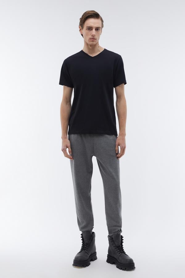 V YAKA KISA KOLLU T-SHIRT