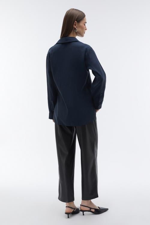  BAĞLAMA DETAYLI MODAL GÖMLEK