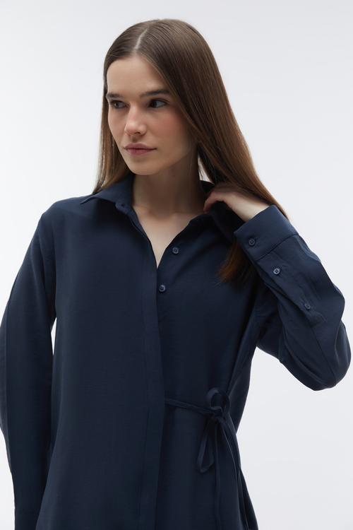  BAĞLAMA DETAYLI MODAL GÖMLEK