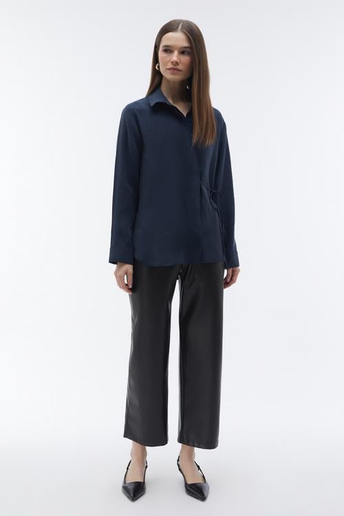  BAĞLAMA DETAYLI MODAL GÖMLEK