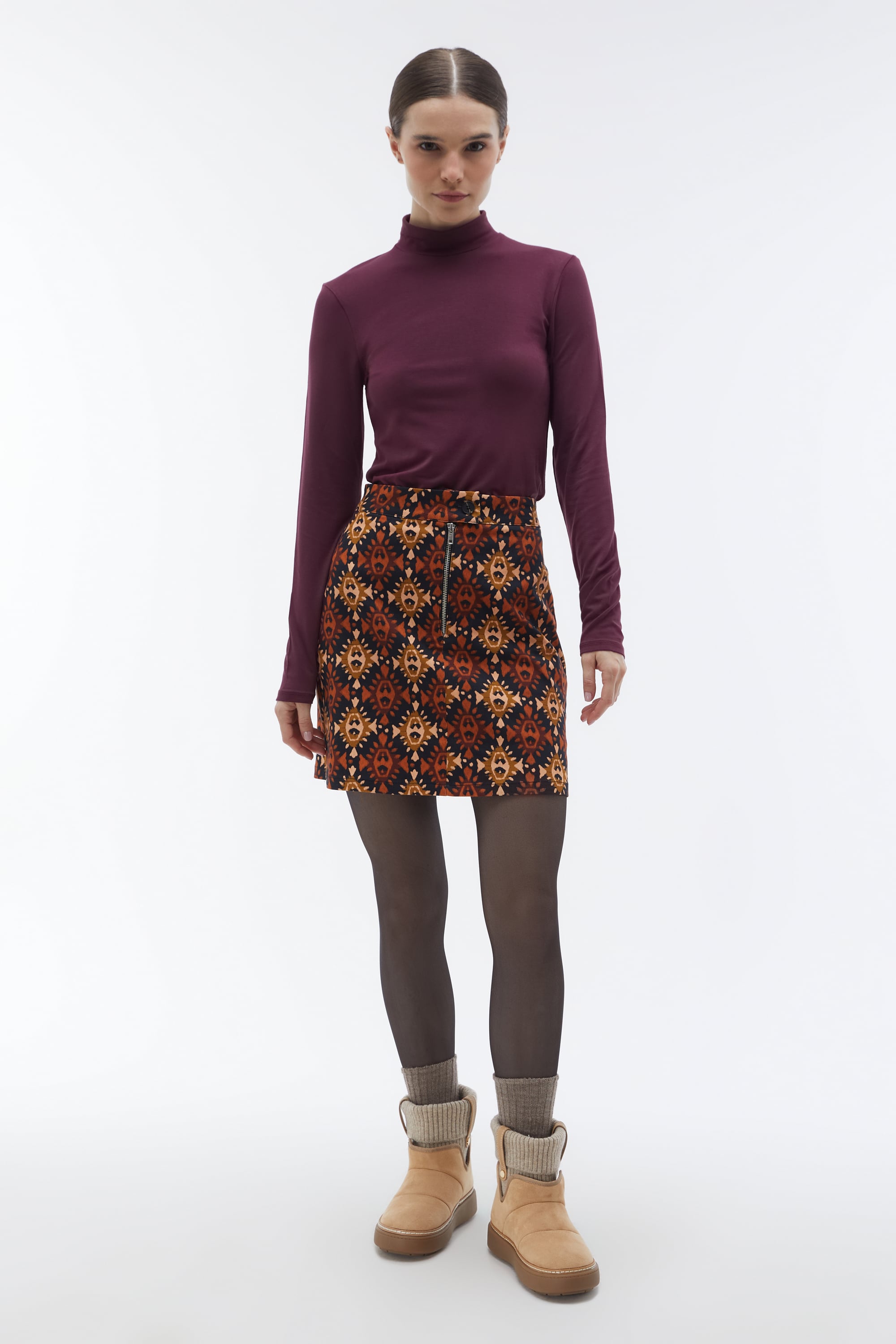 ETNİK BASKILI MİNİ ETEK