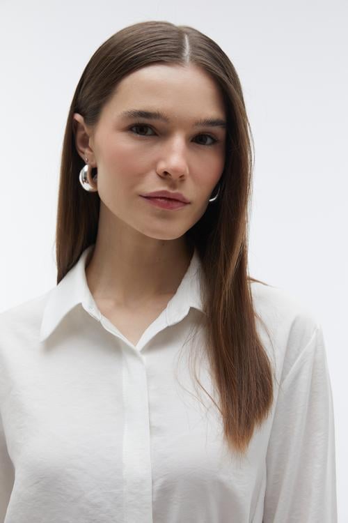 BAĞLAMA DETAYLI MODAL GÖMLEK