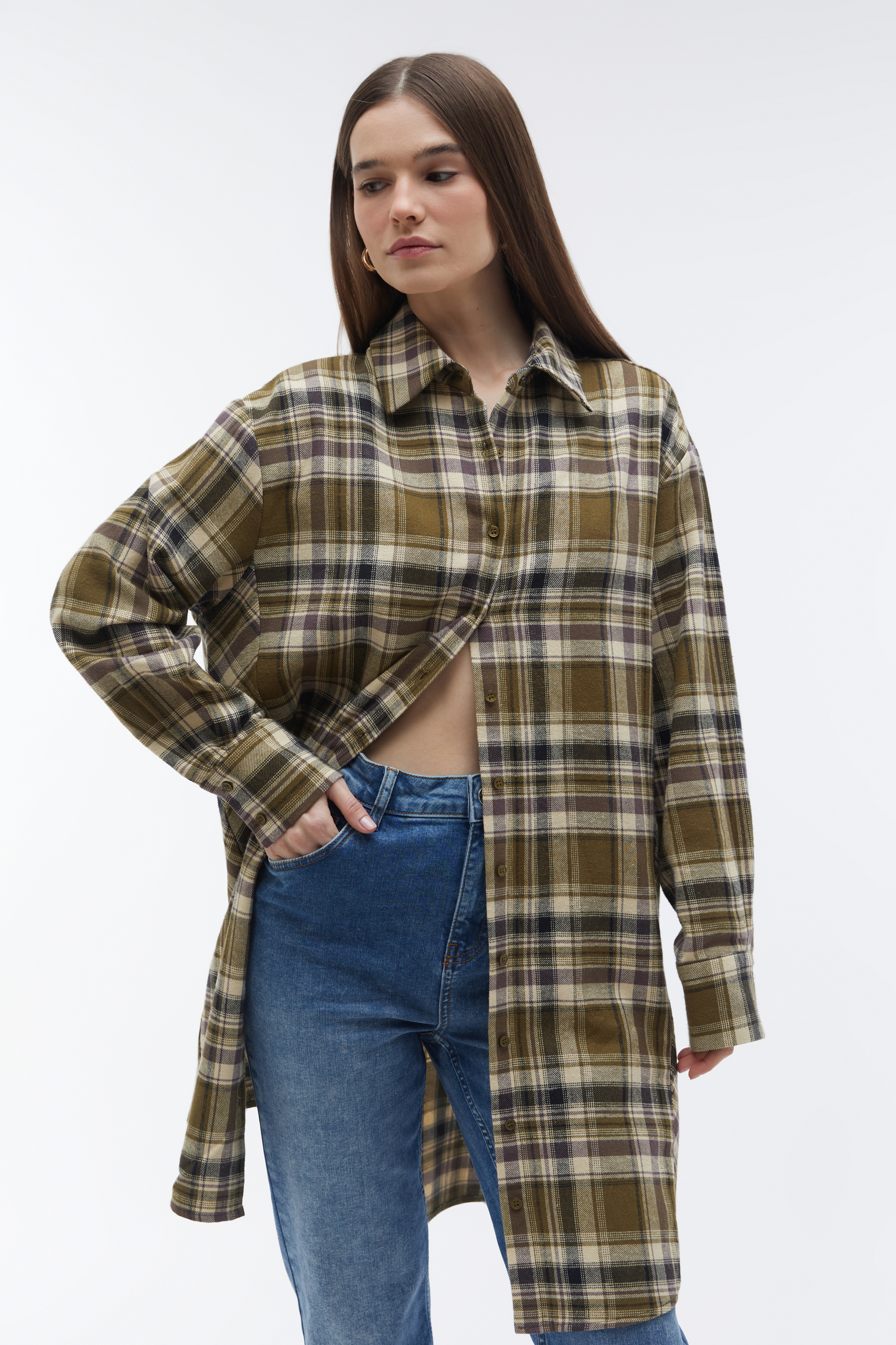 EKOSELİ MİNİ GÖMLEK ELBİSE