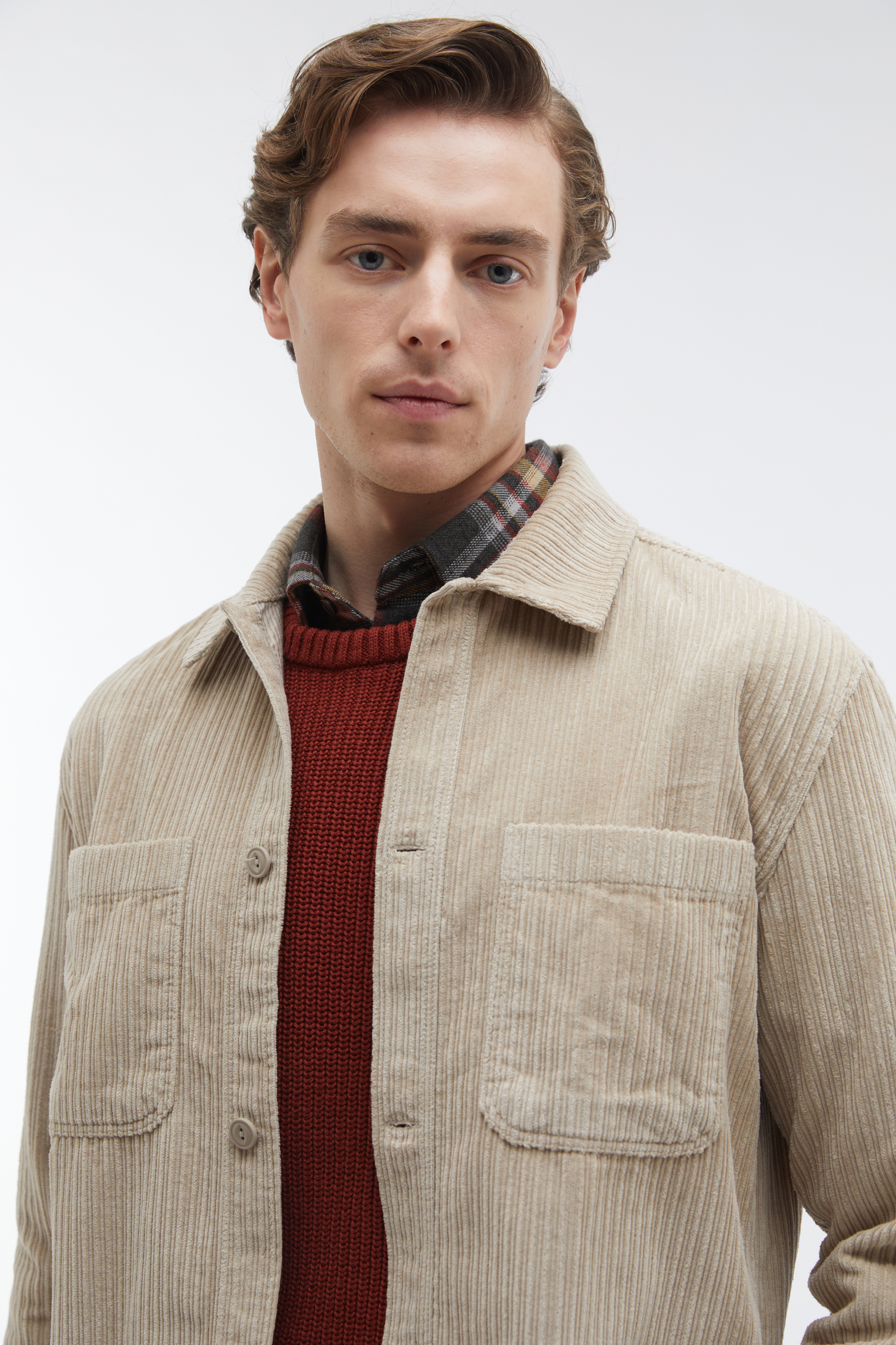 ÇİFT CEPLİ KADİFE UZUN KOLLU GÖMLEK