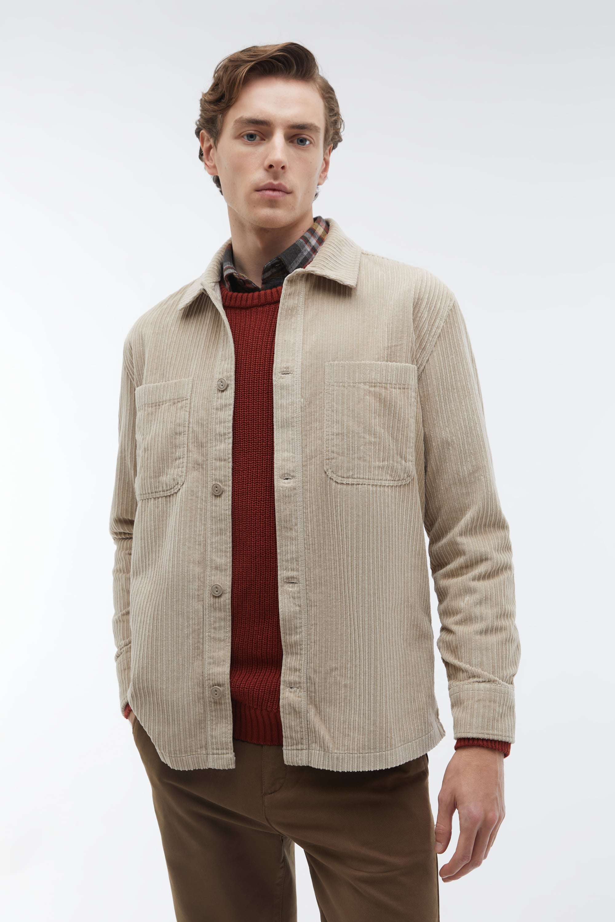 ÇİFT CEPLİ KADİFE UZUN KOLLU GÖMLEK