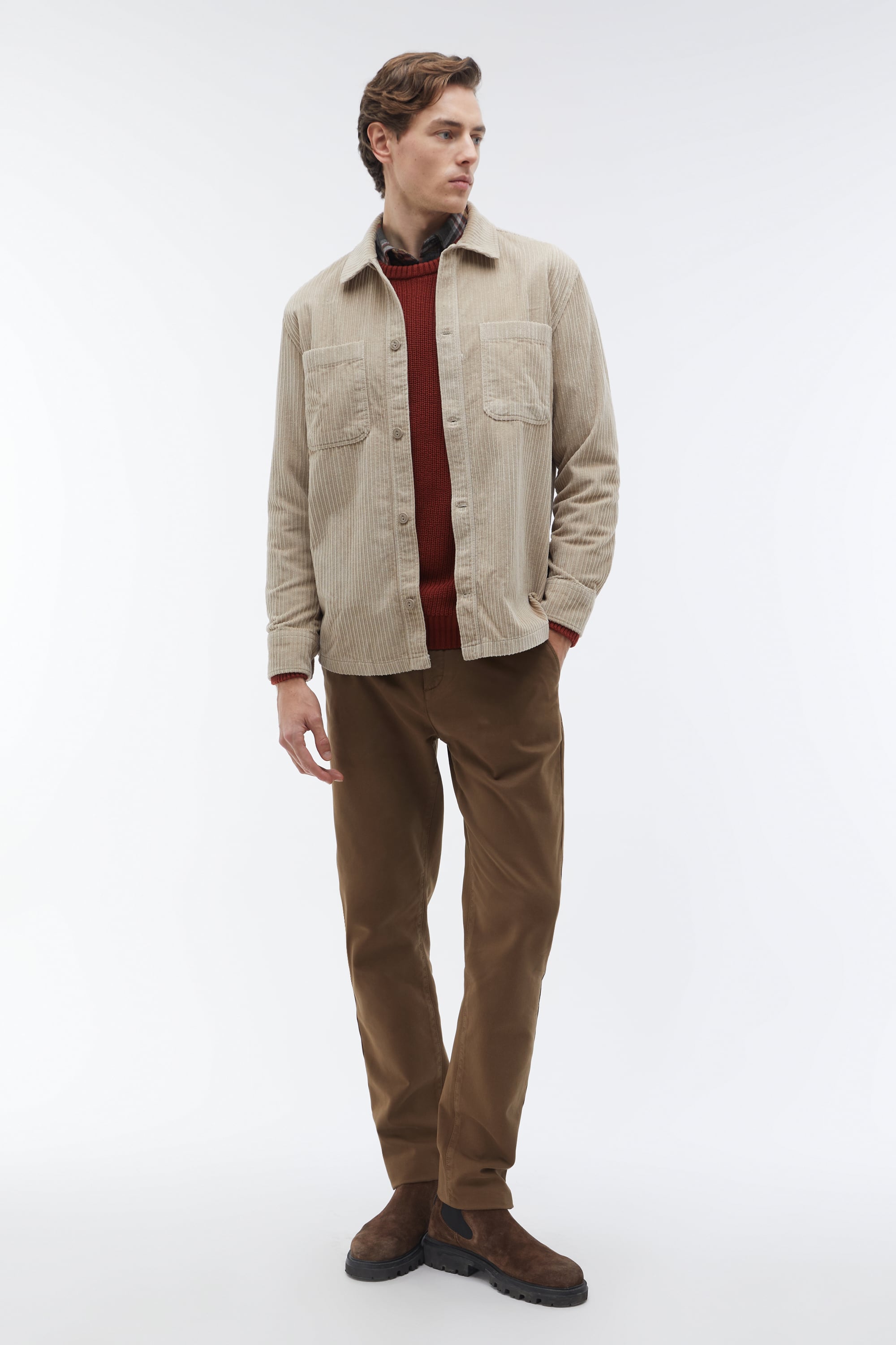 ÇİFT CEPLİ KADİFE UZUN KOLLU GÖMLEK