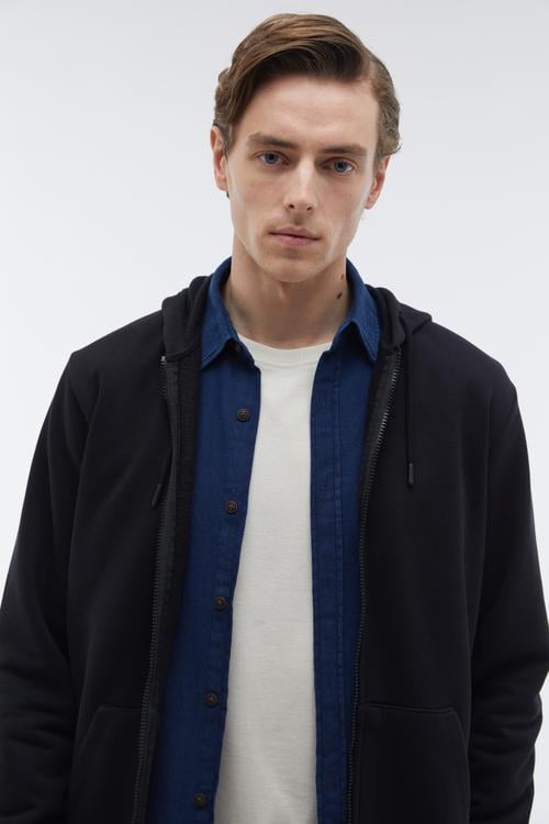  KAPÜŞONLU OVERSIZE FERMUARLI SWEATSHIRT