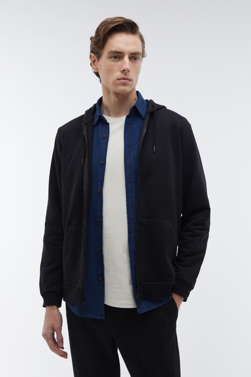  KAPÜŞONLU OVERSIZE FERMUARLI SWEATSHIRT