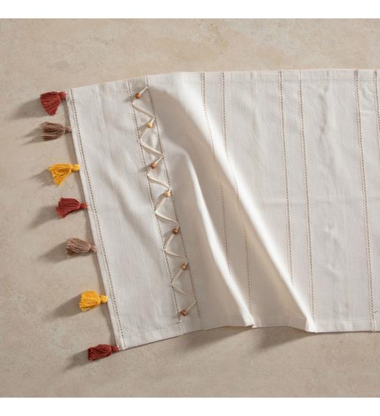 Mudo Home Boncuk Ponponlu Runner 50X130 Renksiz