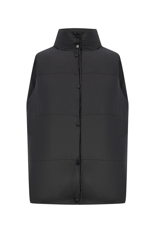 KAPİTONELİ DİK YAKA ŞİŞME YELEK