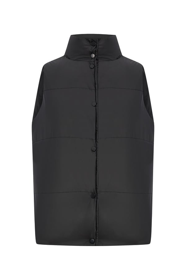 KAPİTONELİ DİK YAKA ŞİŞME YELEK