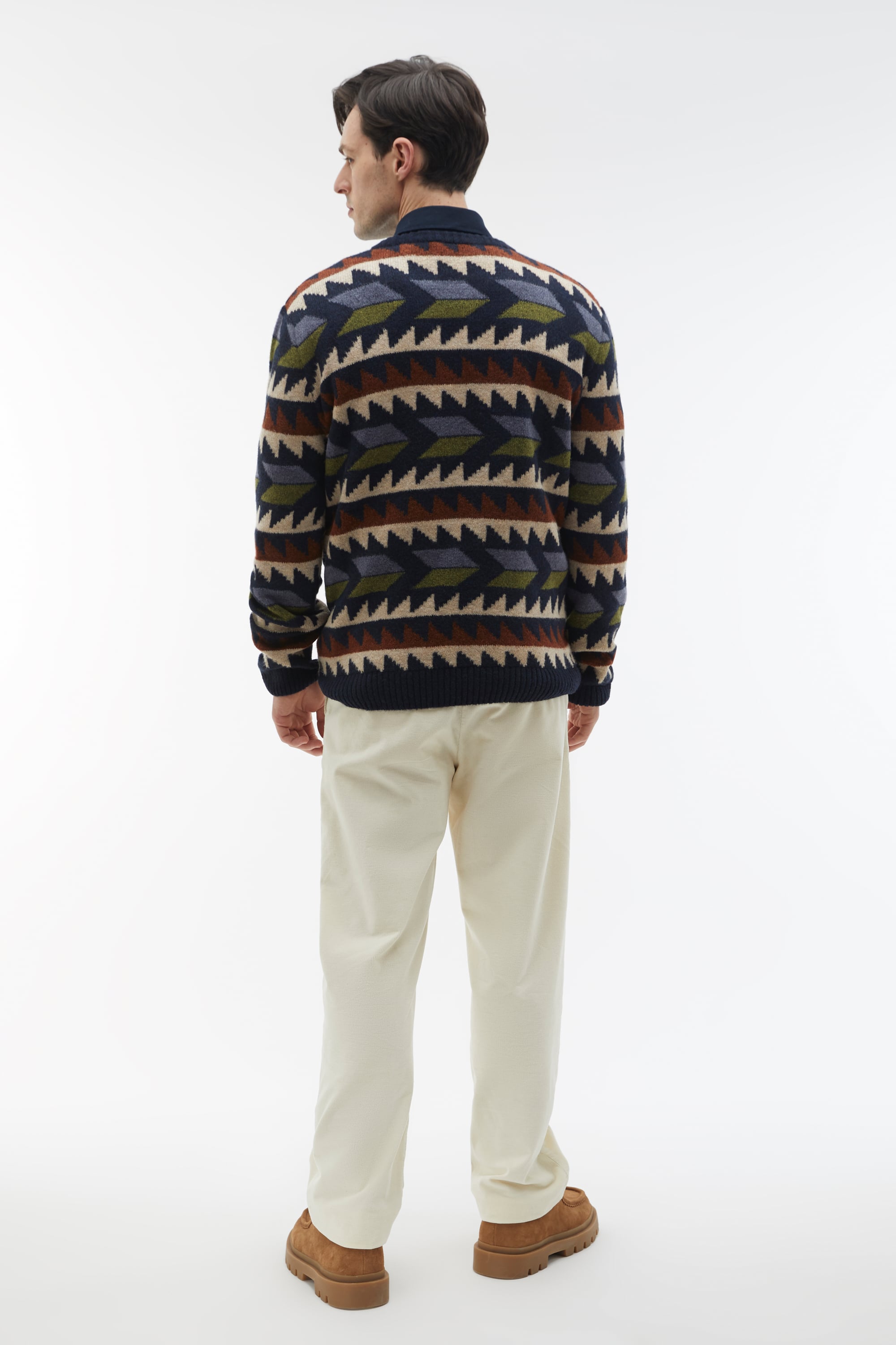 JAKARLI DESENLİ BİSİKLET YAKA KAZAK