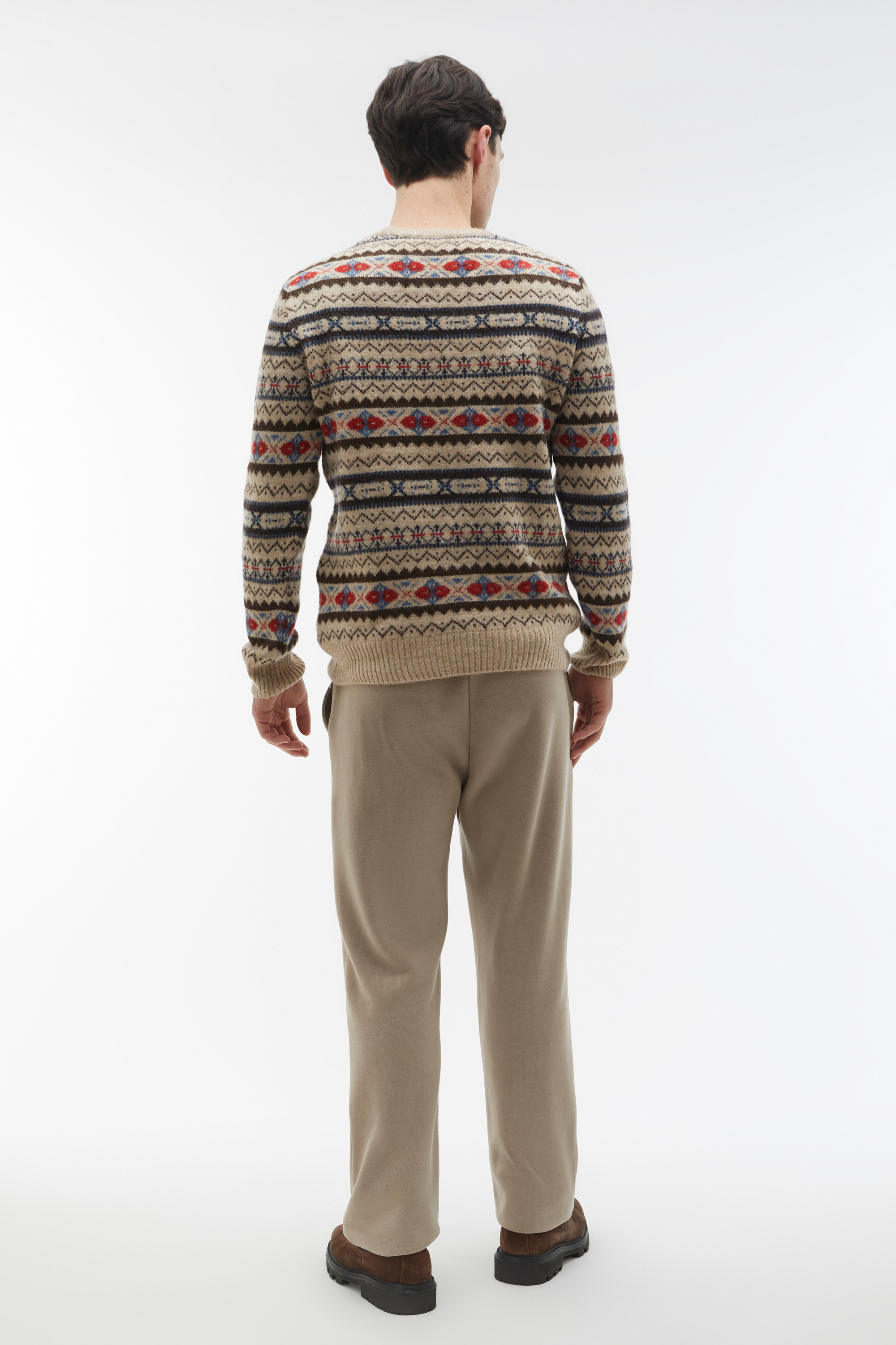 JAKARLI DESENLİ BİSİKLET YAKA KAZAK