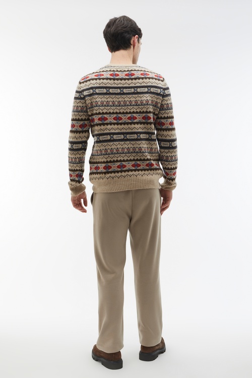  JAKARLI DESENLİ BİSİKLET YAKA KAZAK