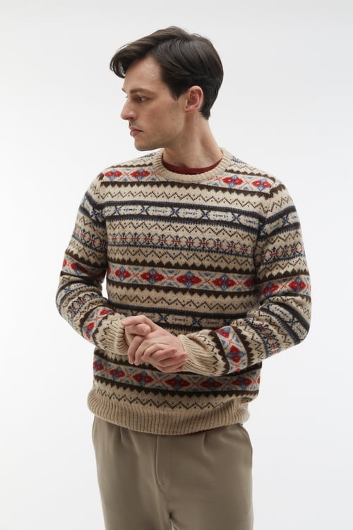  JAKARLI DESENLİ BİSİKLET YAKA KAZAK