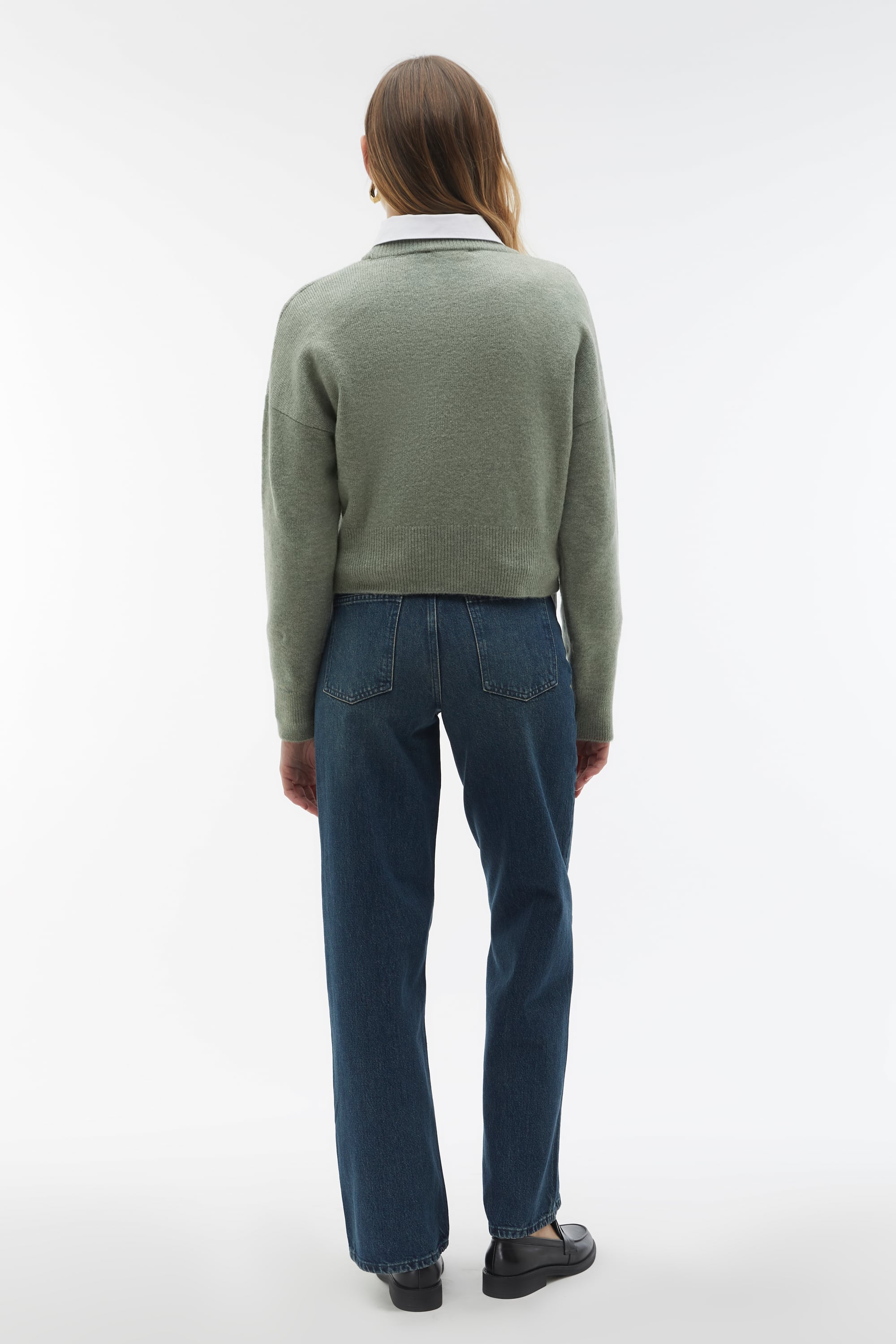 BİSİKLET YAKA CROP KAZAK