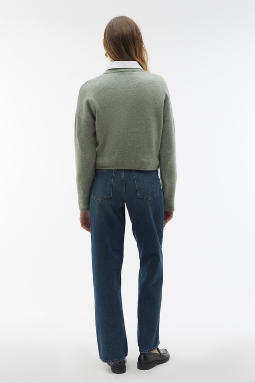  BİSİKLET YAKA CROP KAZAK