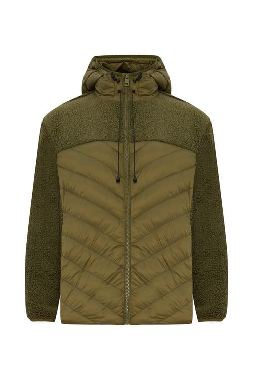  KAPİTONELİ PELÜŞ DETAYLI KAPÜŞONLU MONT