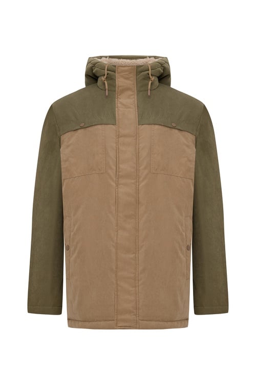 RENK BLOKLU KAPÜŞONLU MONT