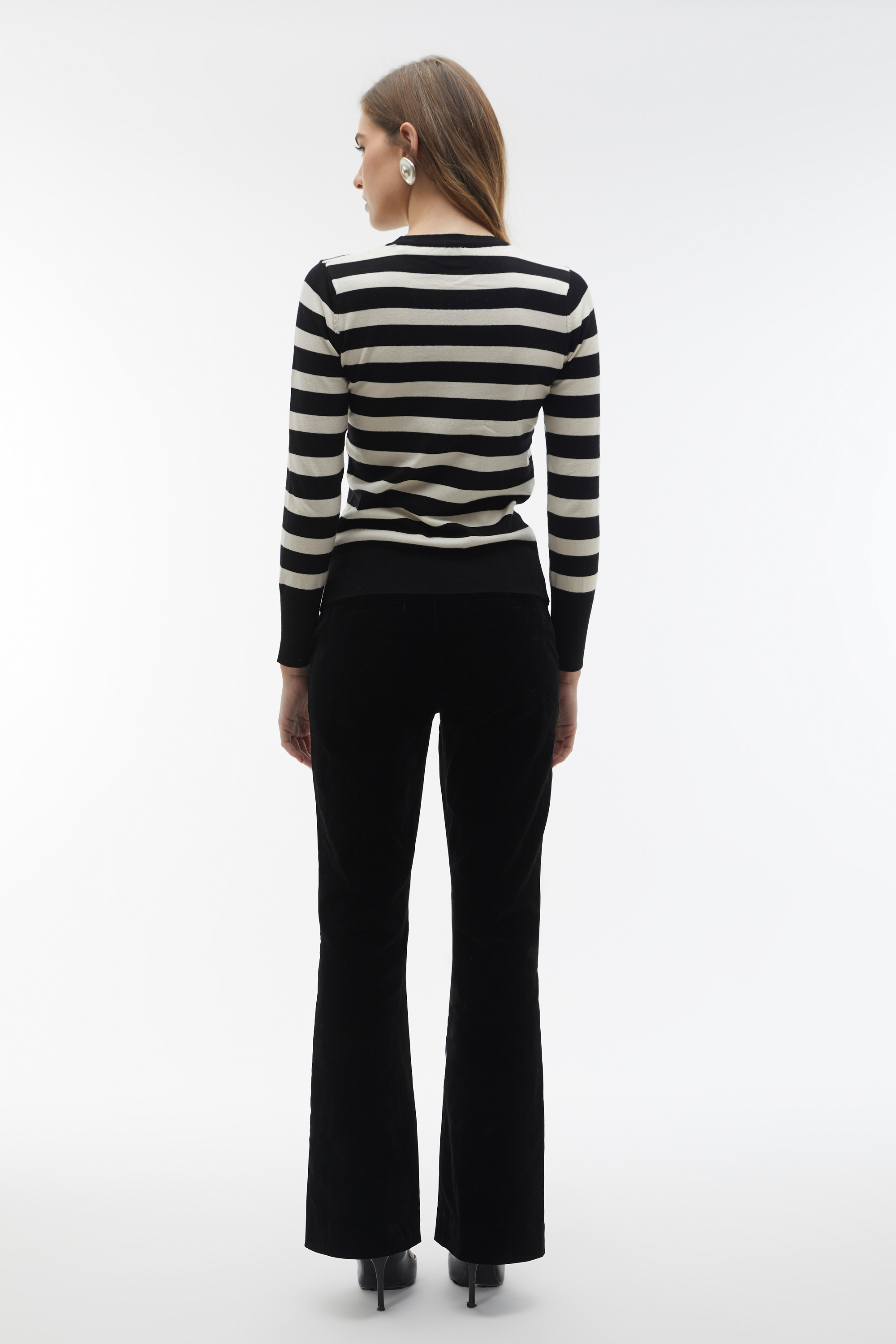 BİSİKLET YAKA ÇİZGİLİ TRİKO KAZAK