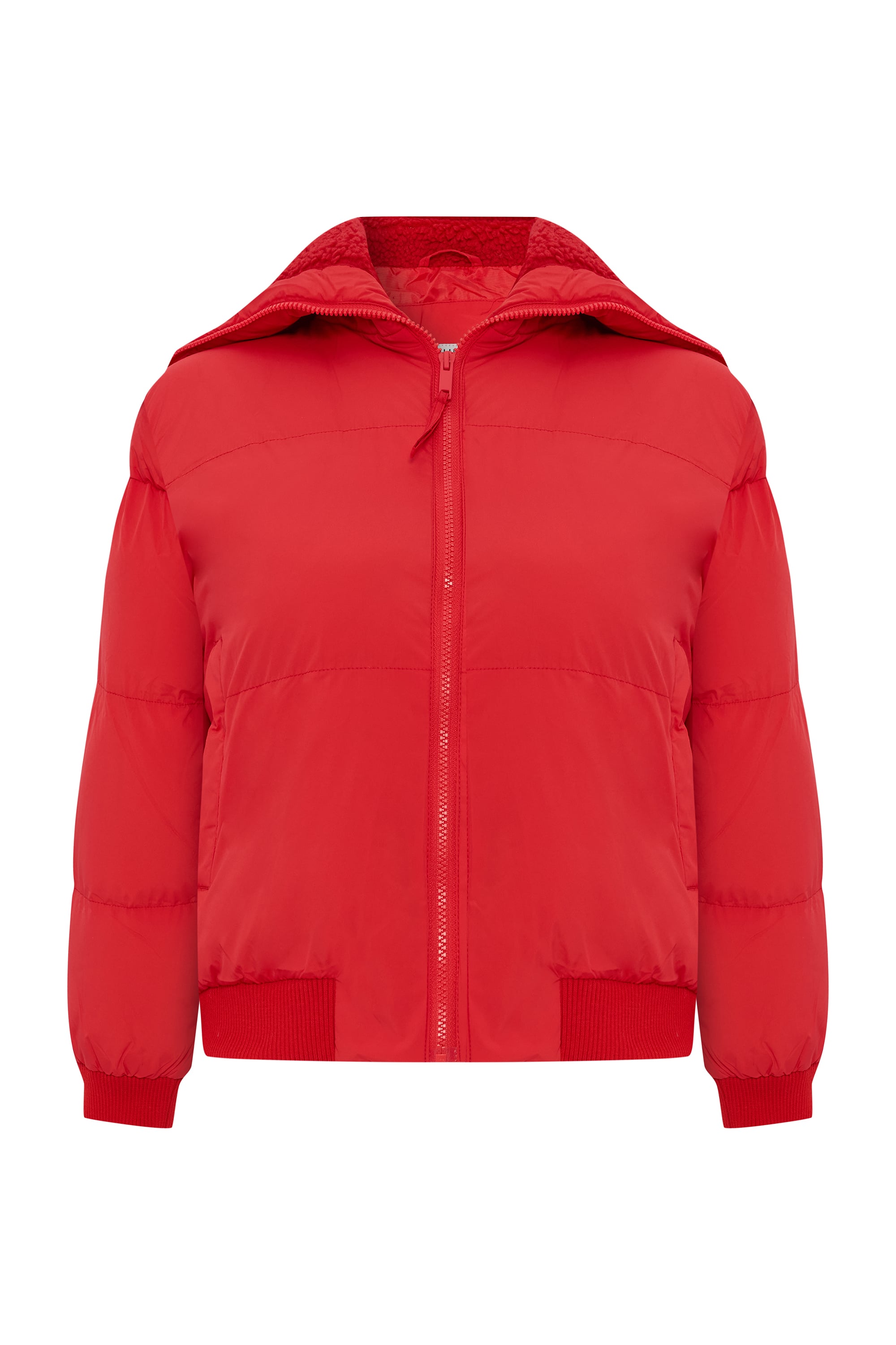 KÜRK YAKALI CROP ŞİŞME MONT