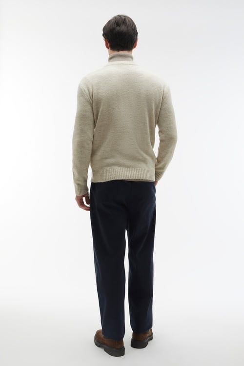 DESENLİ JAKARLI BİSİKLET YAKA KAZAK