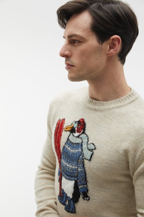 JAKARLI DESENLİ BİSİKLET YAKA KAZAK