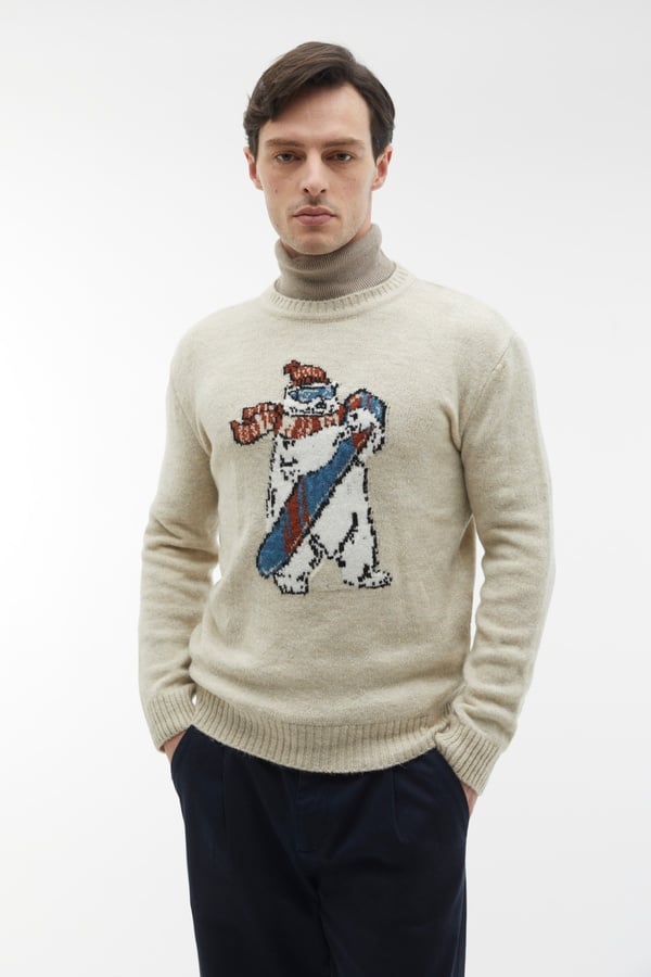 DESENLİ JAKARLI BİSİKLET YAKA KAZAK