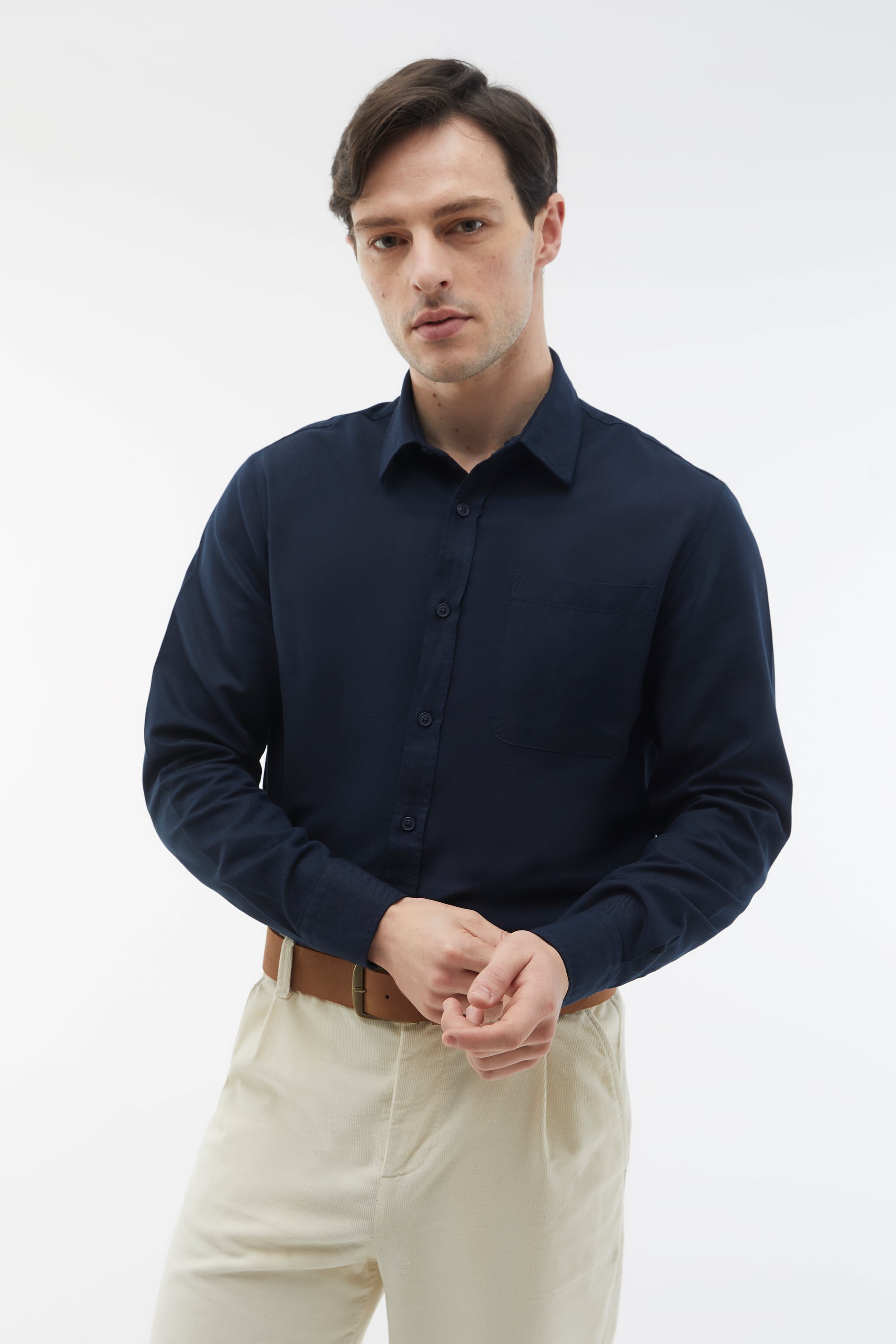 REGULAR FIT TEK CEPLİ UZUN KOLLU GÖMLEK