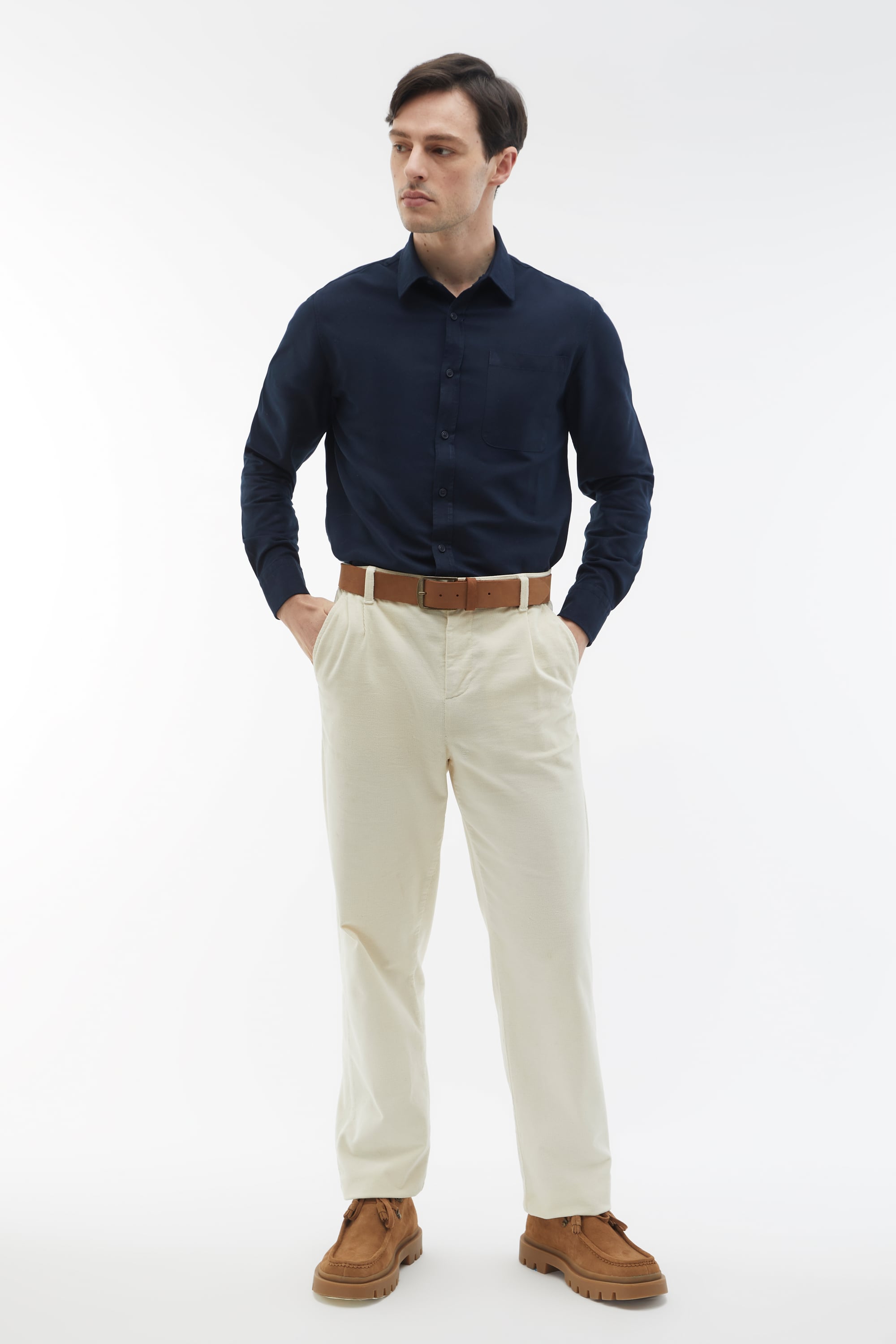 REGULAR FIT TEK CEPLİ UZUN KOLLU GÖMLEK