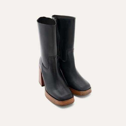  HAKİKİ DERİ PLATFORM TOPUKLU BOT