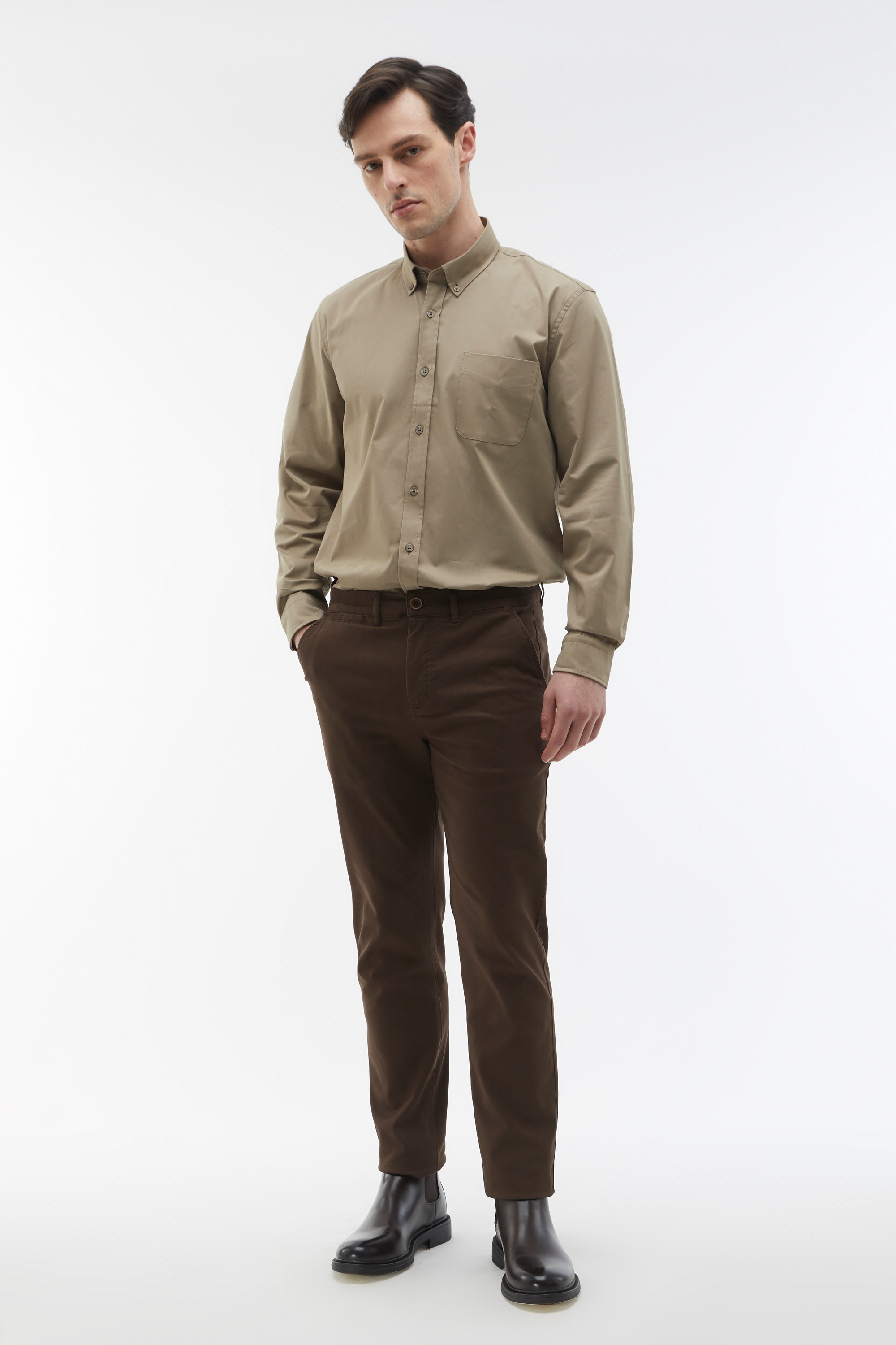 REGULAR FIT TEK CEPLİ UZUN KOLLU GÖMLEK