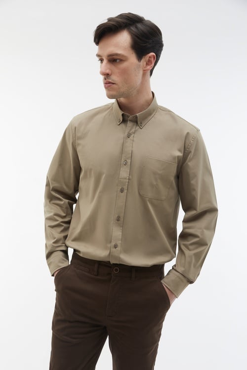  REGULAR FIT TEK CEPLİ UZUN KOLLU GÖMLEK