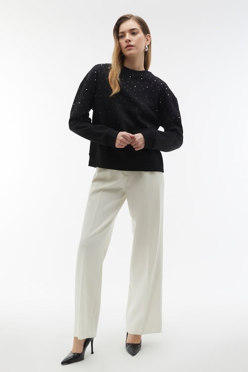  TAŞ İŞLEMELİ LOOSE FIT SWEATSHIRT